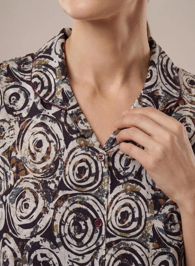 ميش طقم بيجاما من بنطال وقميص قطن بطبعة كاملة